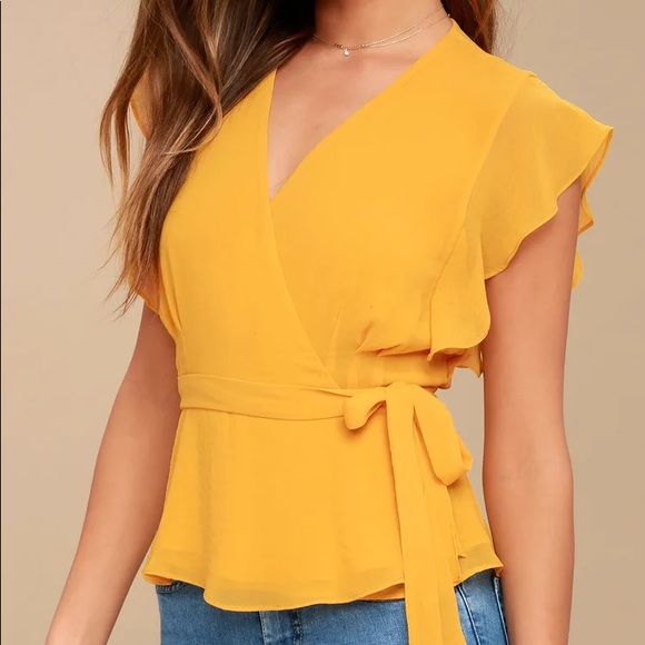 Tops - Mustard Yellow Wrap Top